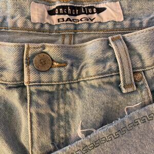 Y2k Anchor Blue Baggy Denim Jorts 34